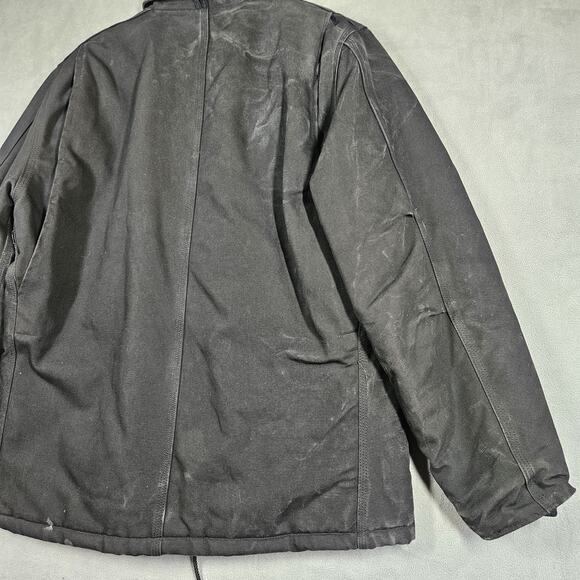 VTG Carhartt C01 Chore Coat Jacket 44 Made in USA Black Quilted Lined Distressed - Picture 14 of 16